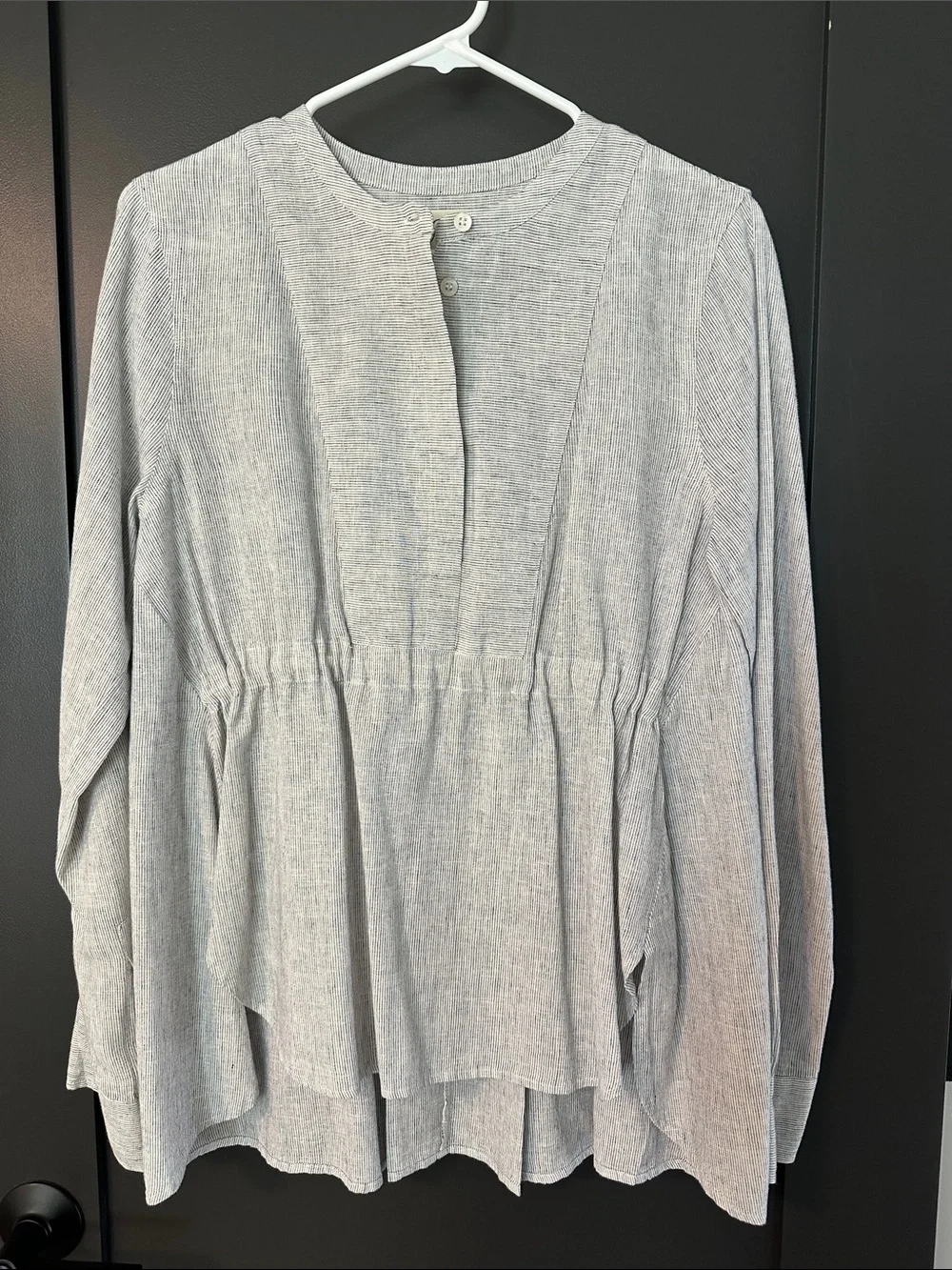 J.Crew Navy Stripe Peplum Long-Sleeve Tunic